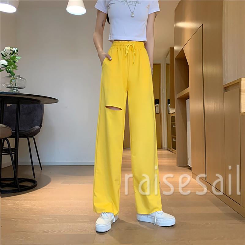 RS Quần Jeans Nữ Rách Gối Lưng Cao Cá Tính | BigBuy360 - bigbuy360.vn