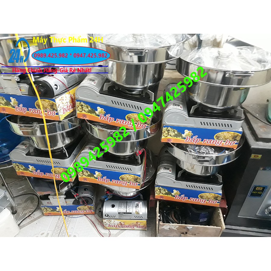 Máy làm bỏng ngô,máy nổ bỏng ngô loại dùng gas nồi siêu dày 3 lớp có vành máng