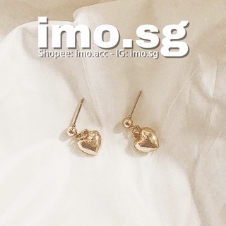 010S3 Bông tai trái tim ánh vàng basic dễ diện imo.sg tự chụp có sẵn Hàn ulzzang làm quà tặng