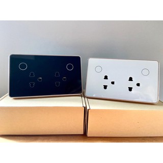 Ổ cắm thông minh zigbee viền nhôm mặt kính cường lực