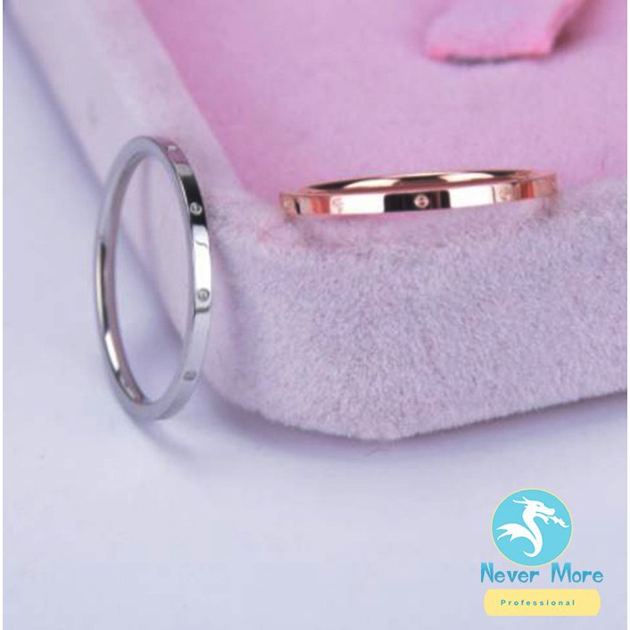 Nhẫn titan Car tier siêu nhí 1mm đẹp, bền màu, chuẩn thời trang - Tặng hộp đựng xinh xắn