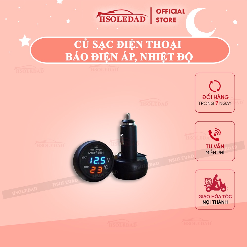 Tẩu sạc báo điện áp và nhiệt độ trên ô tô