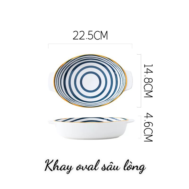 Bộ bát đĩa kẻ vintage Set kẻ 17 món