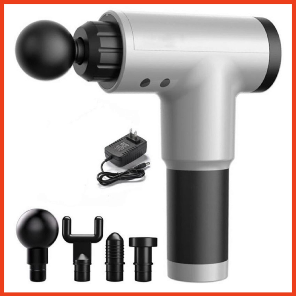 Súng Massage Cầm Tay Fascial Gun - 4 Đầu 6 Chế Độ Fascial Giảm Cơ Căng Cơ Trị Nhức Mỏi Vai Gáy - KH320
