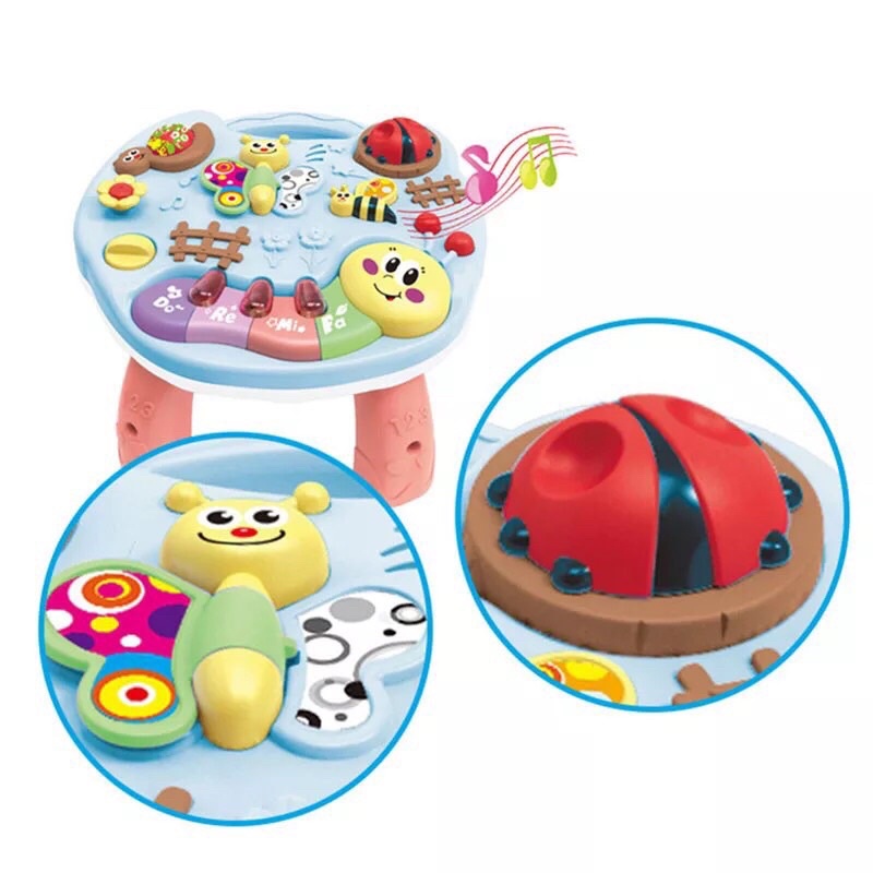 Bàn Nhạc Đa Năng NUBIE Cho Bé Tập Đứng, Có Phát Nhạc, Đàn, Ghép Hình Size 27,5*26,5*17cm