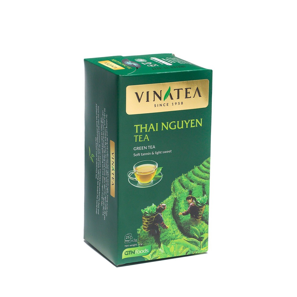 Trà xanh thái nguyên vinatea hộp 50gram 25 gói thanh lọc cơ thể giải độc gan chống lão hóa | BigBuy360 - bigbuy360.vn