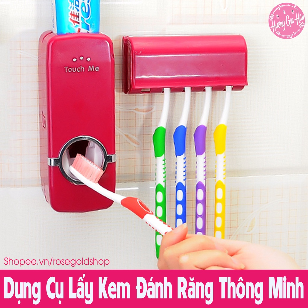 Kệ Nhả Kem Đánh Răng Thông Minh + Hộp Đựng 5 Bàn Chải, Đảm Bảo Vệ Sinh Sạch Sẽ Tuyệt Đối