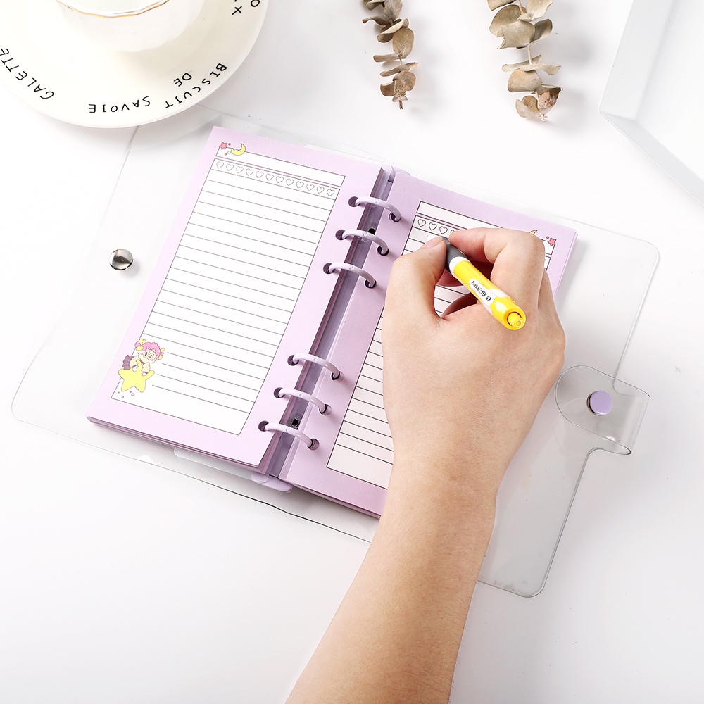 Sổ Tay 6 Vòng Trong Suốt Thiết Kế Dễ Thương Nhỏ Gọn Tiện Dụng Cho Học Sinh