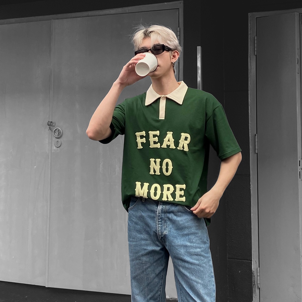Áo Polo Oversize ODIN CLUB Fear No More, Áo phông có cổ form rộng, Local Brand ODIN CLUB, chất đẹp, hot trend