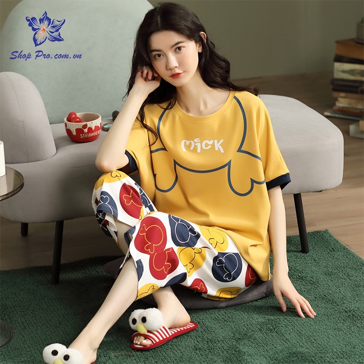 Bộ ngủ nữ cao cấp quần lửng áo ngắn tay mát mẻ, mặc xinh đẹp, tiểu thư ở nhà hay xuống phố B252 Shop Pro