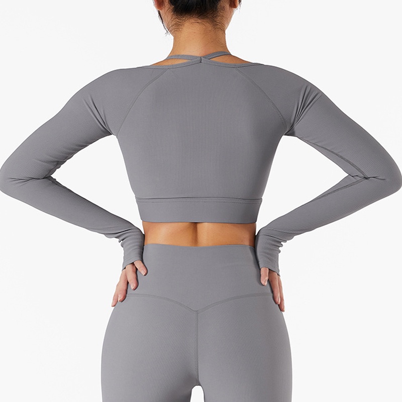 Áo thun tập yoga tay dài có mút đệm hợp thời trang
