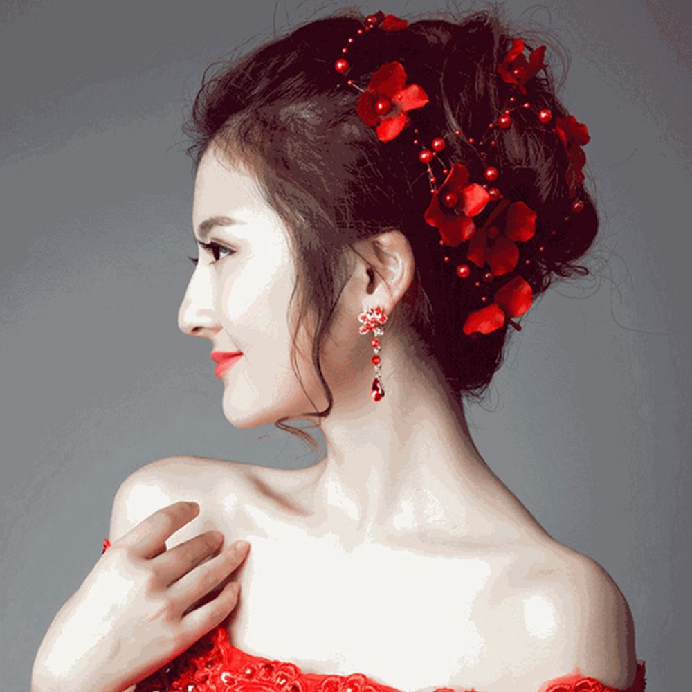 Băng đô cài tóc hình hoa đính ngọc trai