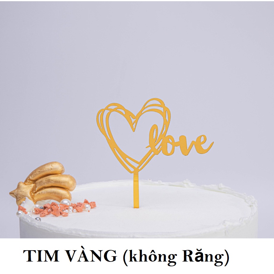 Túi 10 meka chữ Love trang trí bánh sinh nhật, mica cắm bánh sinh nhật