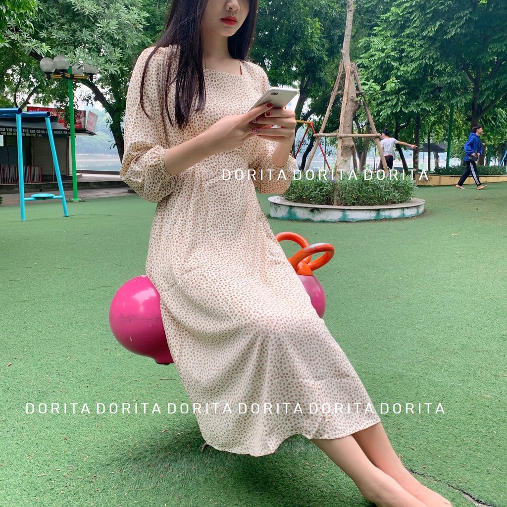 Váy hoa nhí dáng dài, Đầm hoa nhí vintage, Váy hoa nhí 2020 - Dorita Boutique