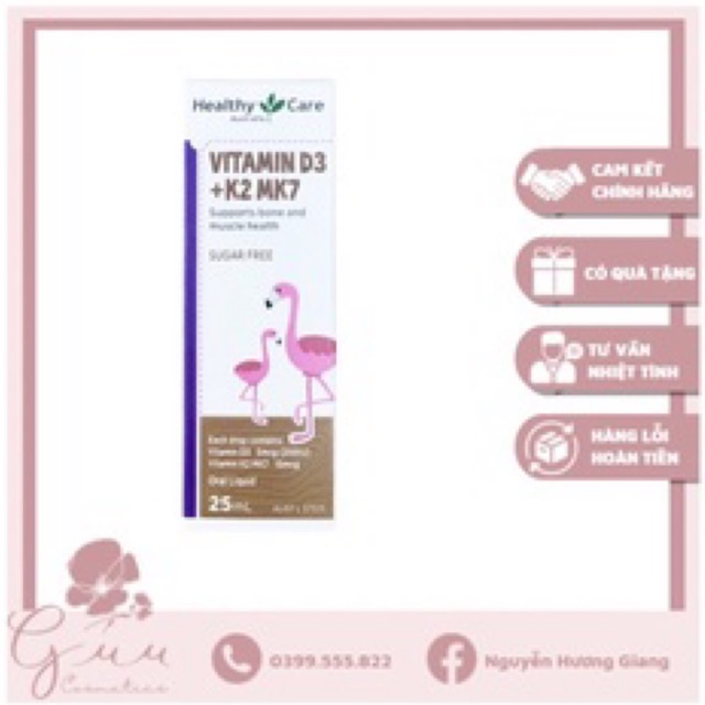 Siro bổ sung Vitamin D3 K2 MK7 Healthy Care Úc