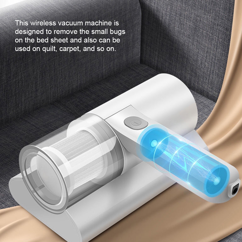 Wireless Bed Sheet Strong Suction Force Vacuum with Dust Bin Bedroom Insect Remover Rechargeable Cleaning Toolburang