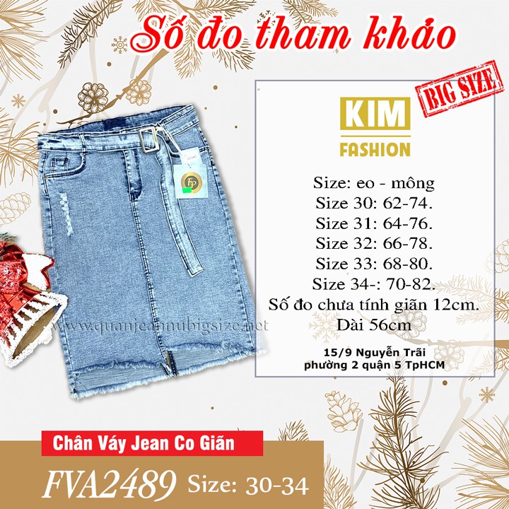 Chân Váy Jean Co Giãn Bigsize FVA2489 Size 30-34