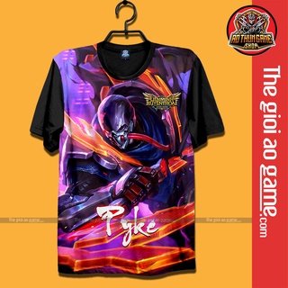 Áo LMHT , Áo Thun Liên Minh Huyền Thoại Pyke Black Unisex Nam Nữ Tay Ngắn Forn Rộng Vải / Thegioiaogame.com