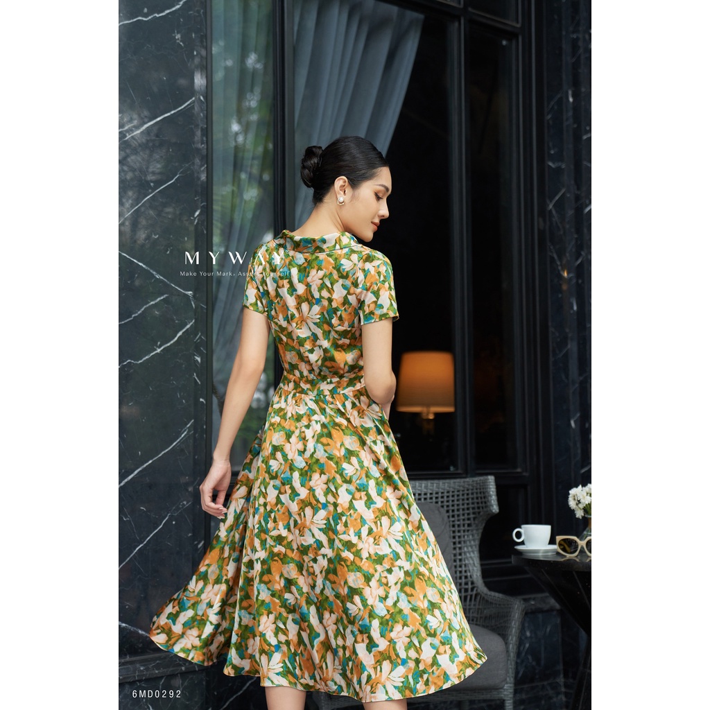 Đầm Hè Nữ MY WAY Dáng Xòe Chất Liệu Lụa Satin Sang Trọng 6MD0292b