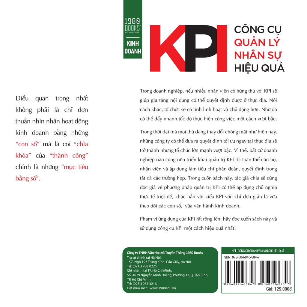 Sách - KPI - Công Cụ Quản Lý Nhân Sự Hiệu Quả - 1980Books