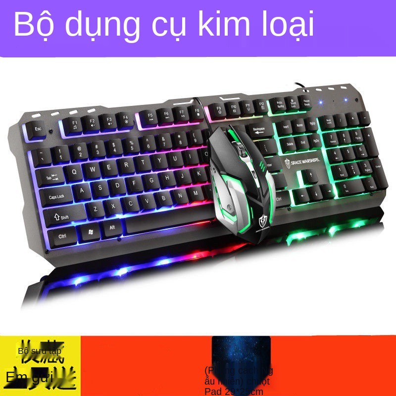 Bộ bàn phím và chuột điều khiển kim loại có dây phát sáng máy tính để ăn trò chơi gà chọi