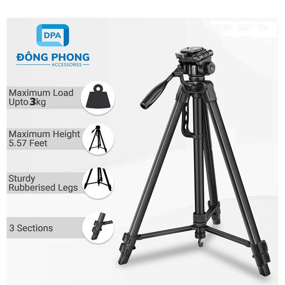 Tripod 3 Chân 3366 Cho Máy Ảnh, Điện Thoại Cao Cấp