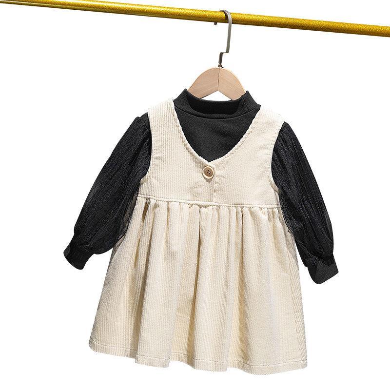 Đầm Cotton Sát Nách Phối Lưới Thời Trang Hàn Quốc Cho Bé Gái