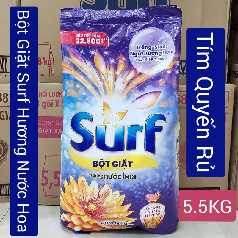 Bột Giặt Surf Hương Nước Xả Vải 5.8KG/Hương Nước Hoa 5.5KG.