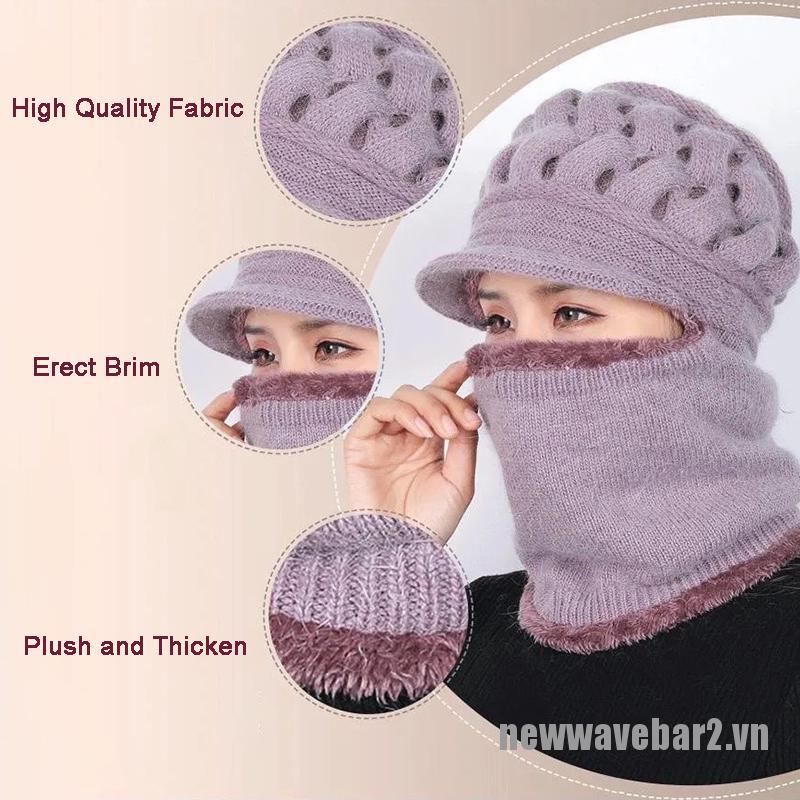 Bộ 2 Mũ beanie Dày Dặn Giữ Ấm Cổ Cho Nữ