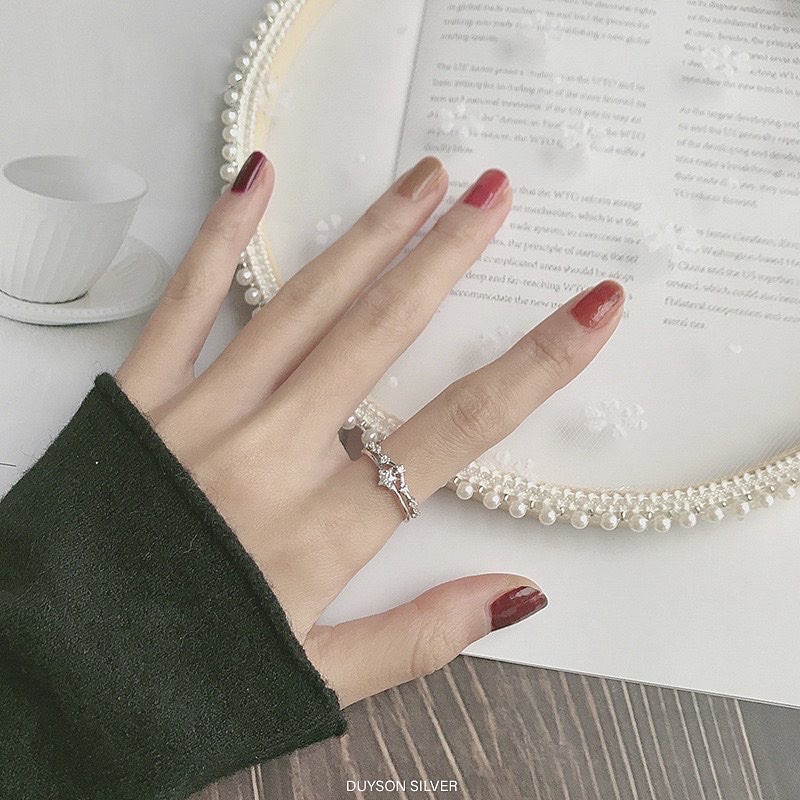 Nhẫn bạc nữ ngôi sao hai hàng Galaxy bạc Ý 925 mạ vàng trắng cao cấp DUYSON SILVER [NFXK4]