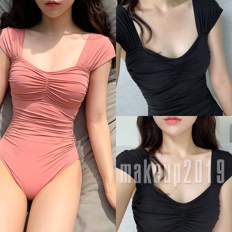 Bộ Đồ Bơi Một Mảnh Cổ Chữ U Tay Ngắn Màu Sắc Trơn Dành Cho Nữ | BigBuy360 - bigbuy360.vn