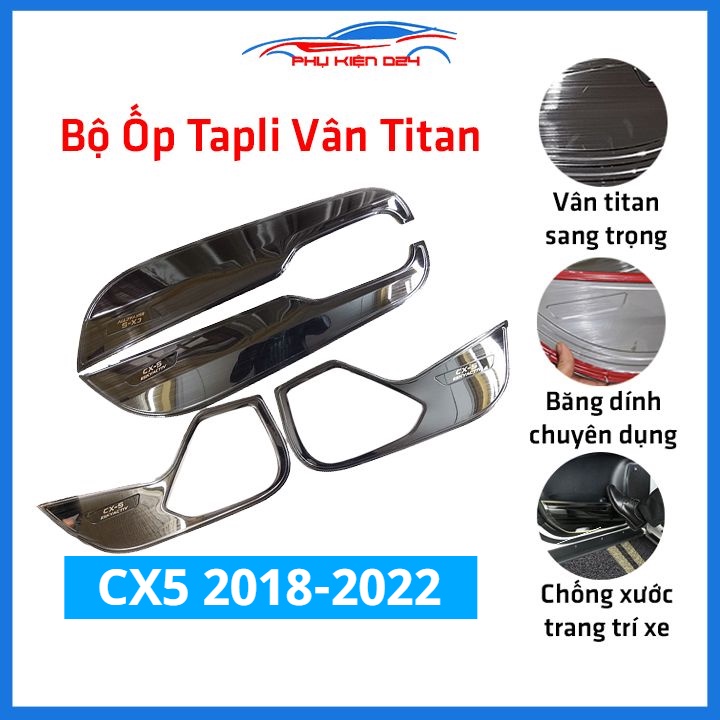 Bộ ốp tapli CX5 2018-2019-2020-2021-2022 vân Titan chống xước va đập khi mở cửa và làm đẹp xe