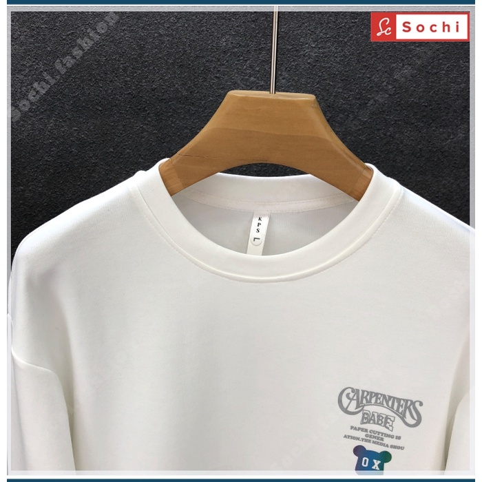 Áo nỉ nam Hàn Quốc, áo nam sweater cổ tròn dáng rộng mềm mịn in OX mã SW60.0