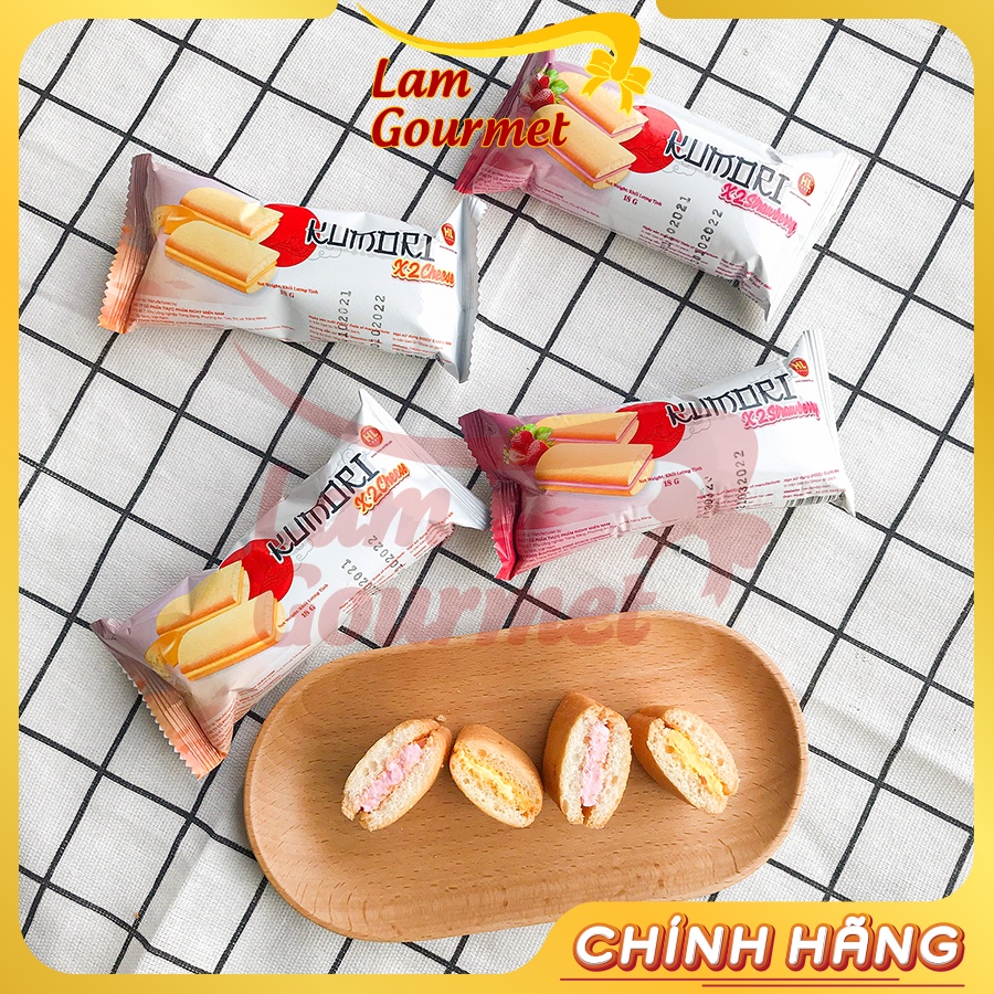 Bánh Bông Lan Mềm Kumori Nhân Kem Phô Mai Và Dâu Tươi Ngon Nhật Bản Hộp 20 gói - Lam Gourmet