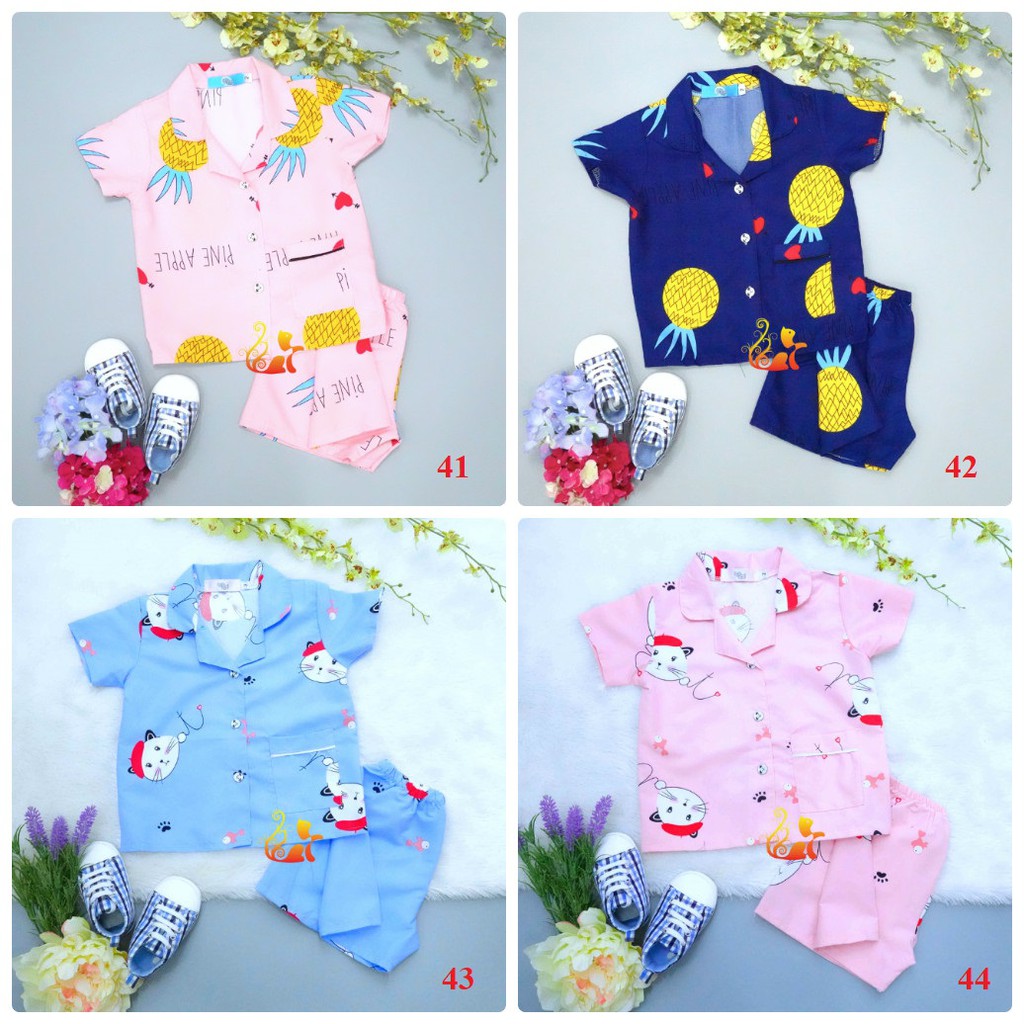 Bộ Đồ Mặc Nhà &quot;Quần Đùi&quot; Pijama Kate Thái - Size số 2 - Cho Bé 8 - 13kg. Từ 1 tuổi - 3 tuổi. (Phần 3).