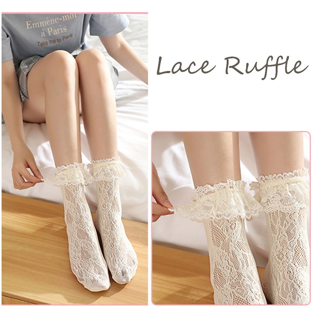 Vớ Ren Mềm Mại Cổ Thấp Xếp Ly Nhiều Màu Sắc Phong Cách Lolita Thời Trang Mùa Hè Cho Nữ