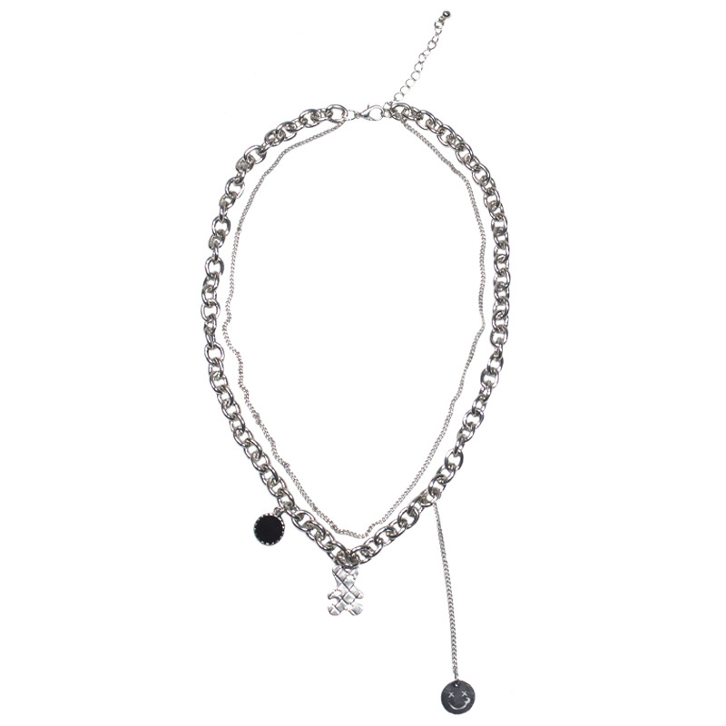 vòng cổ Hai Lớp Mặt Hình Mặt Cười Dễ Thương Phong Cách Hip Hop