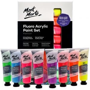 BỘ MÀU ACRYLIC DẠ QUANG MONT MARTE - 8 MÀU TUÝP 18/36 ML