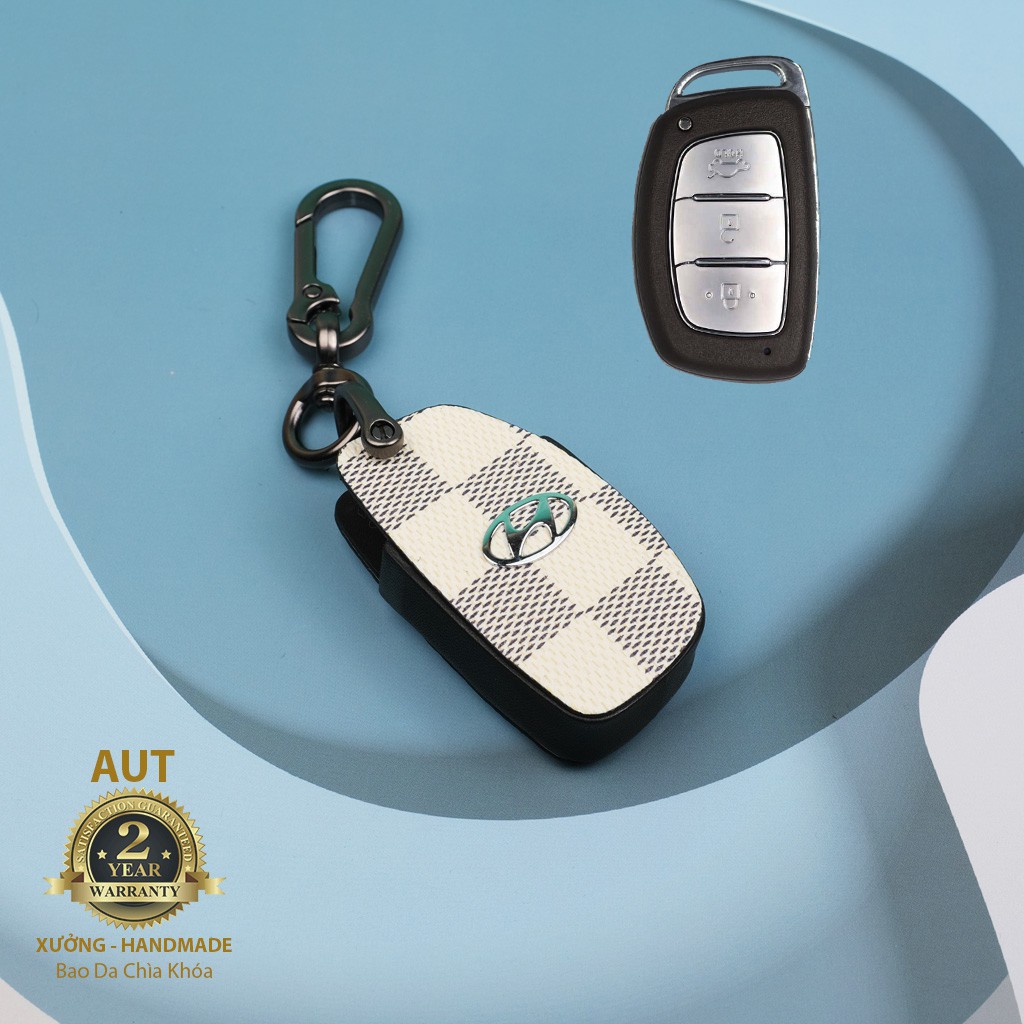 Bao da chìa khóa Canvas LV siêu đẹp cho Hyundai (I10,I20,Tucson,Elantra 2020)