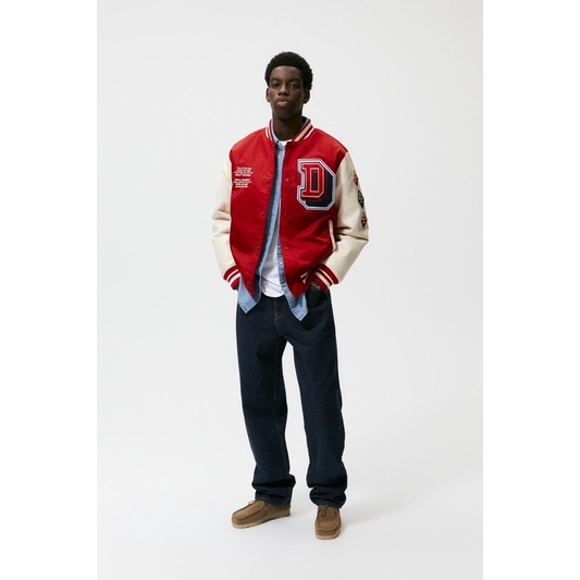 Order áo khoác auth tuồn ZARA của nam Áo khoác bomber phối vải có miếng đáp trang trí