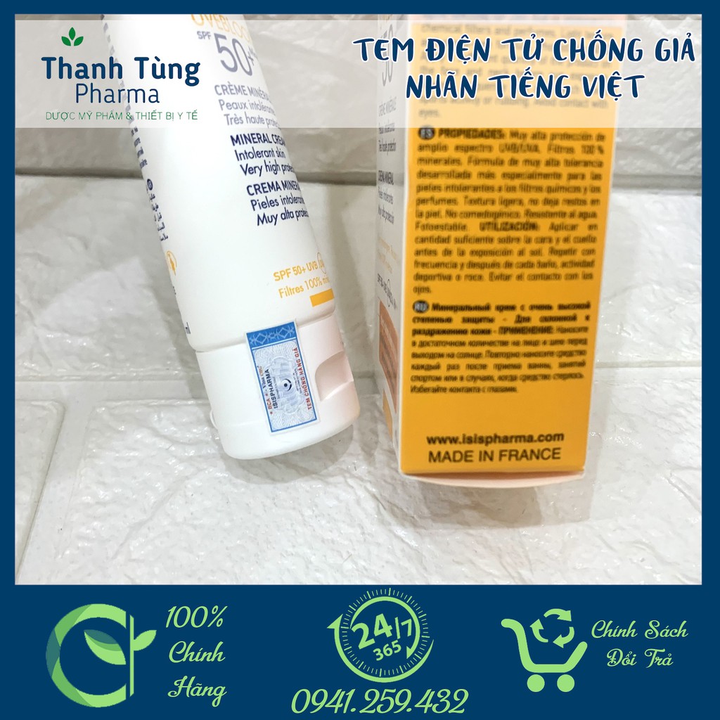 KEM CHỐNG NẮNG UVEBLOCK SPF 50+ TINTED MINERAL  ✅[CHÍNH HÃNG] ✅ISIS PHARMA KHÔNG MÀU CHO DA NHẠY CẢM