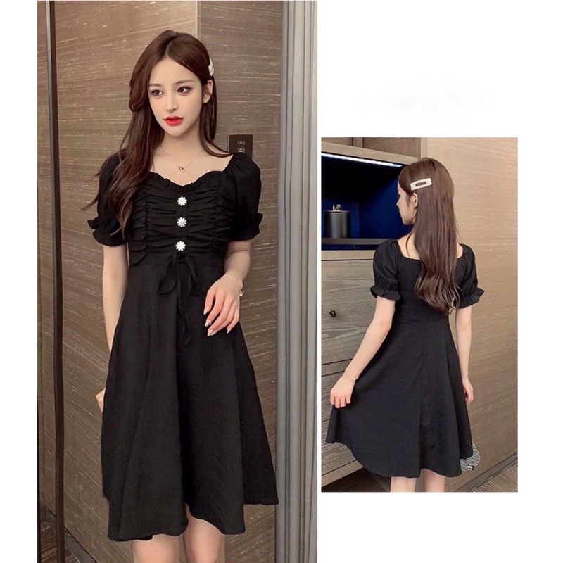 ĐẦM RÚT NGỰC 3 CÚC- MIN DRESS T186