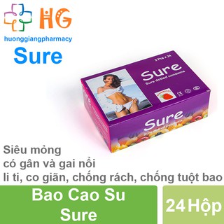 Bao cao su Sure (24 Hộp x 3 Cái)