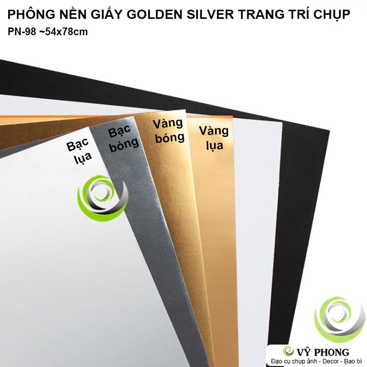 PHÔNG NỀN GIẤY MÀU VÀNG BẠC GOLDEN SILVER TRANG TRÍ CHỤP SẢN PHẨM CAO CẤP LUXURY ĐẠO CỤ CHỤP HÌNH INS PN-98