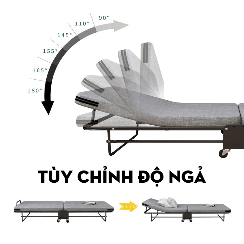 giường ngủ gấp gọn, giường ngủ thông minh có bánh xe đẩy tiện lợi dài 193cm rộng 90cm