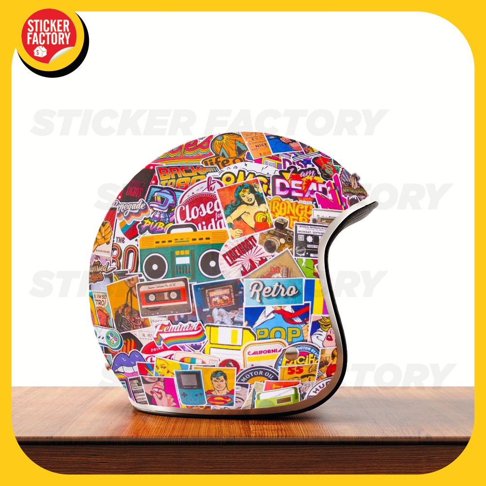 Retro Vintage cổ điển - hộp set 100 sticker decal hình dán nón bảo hiểm , laptop, xe máy, ô tô - STICKER FACTORY