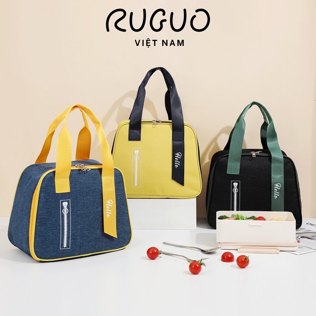 Túi giữ nhiệt HELLO 3 lớp đựng hộp cơm, thức ăn cao cấp gọn gàng tiện dụng có quai cầm