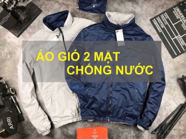 Áo Gió Nam 2 Mặt Chống Nước - Áo Khoác Nam fom 45-80kg