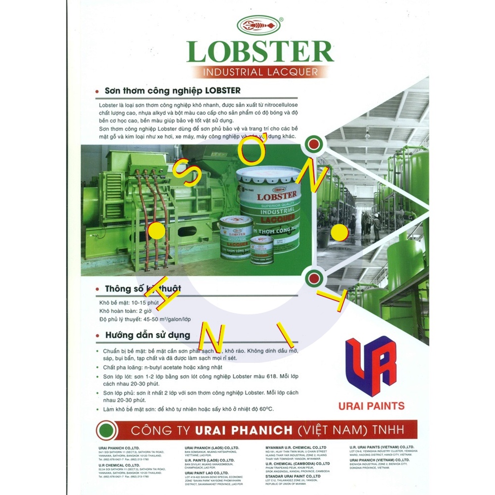 Sơn thơm công nghiệp Lobster màu trắng Bóng WHITE 600 800ml
