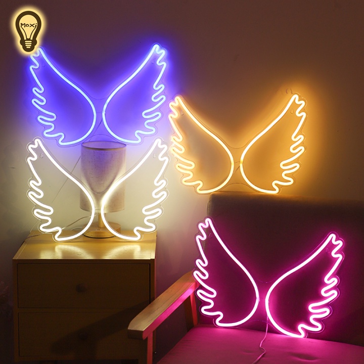 【TẶNG MÓC TREO 】Đèn led neon nhiều mẫu đôi cánh thiên thần quà tặng dịp lễ trang trí DECOR phòng ngủ USB MOXI.